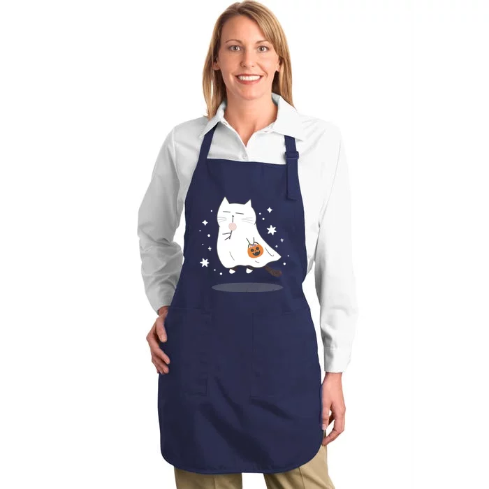 Ghost Cat Full-Length Apron With Pocket