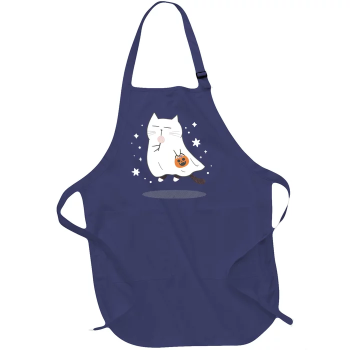 Ghost Cat Full-Length Apron With Pocket