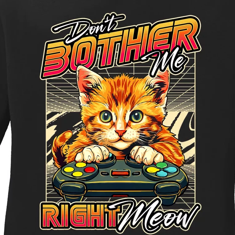 Gamer Cat Gaming Video Game & Cat Lover Ladies Long Sleeve Shirt