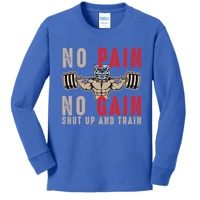 Gym Cute Gift Workout Cute Gift Fitness Cute Gift No Pain No Gain Gift Kids Long Sleeve Shirt