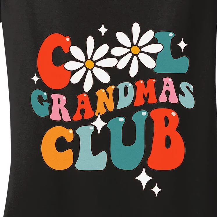 Groovy Cool Grandmas Club Funny Smile Women's V-Neck T-Shirt