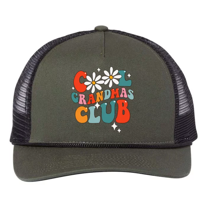 Groovy Cool Grandmas Club Funny Smile Retro Rope Trucker Hat Cap