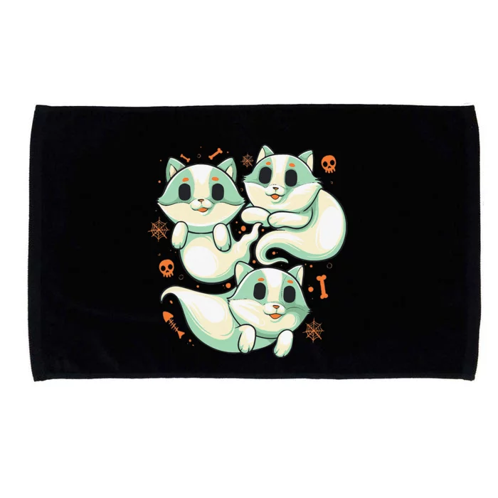 Ghost Cats Halloween Spooky Skeleton Bones Boo Halloween Cat Microfiber Hand Towel