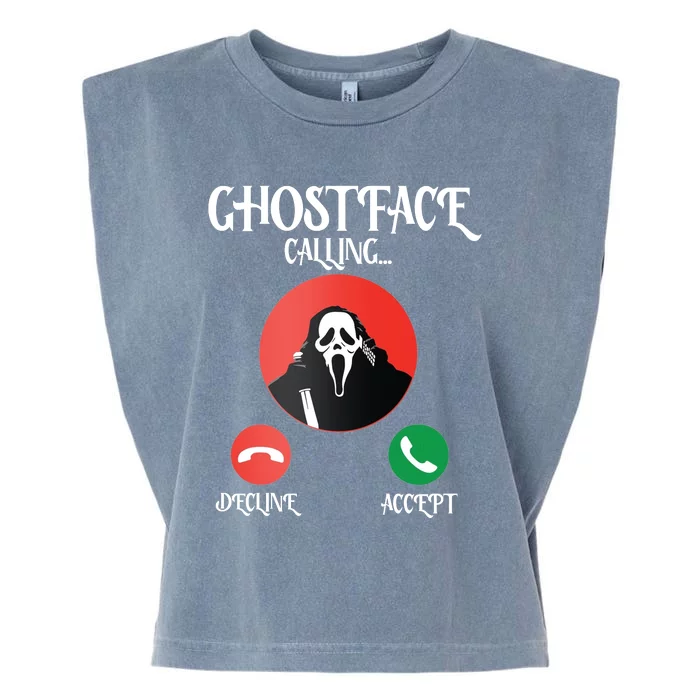 Ghostface Calling Halloween Funny Garment-Dyed Women's Muscle Tee