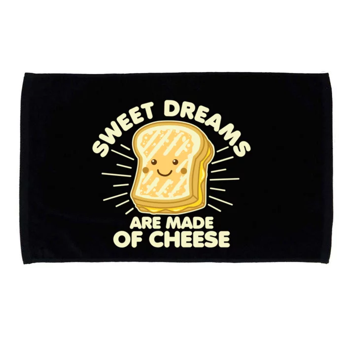 Grilled Cheese Humor Saying Sweet Dreams Graphic White Text Gift Microfiber Hand Towel