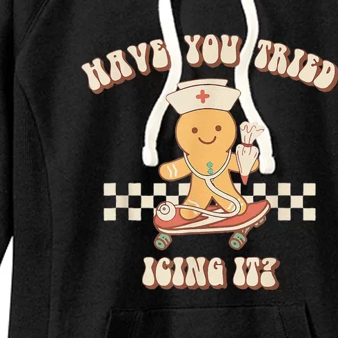 Gingerbread Checker Have You Tried Icing It Registered Women's Fleece Hoodie