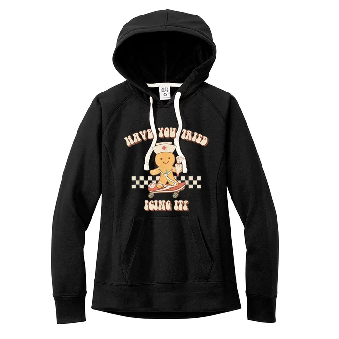 Gingerbread Checker Have You Tried Icing It Registered Women's Fleece Hoodie