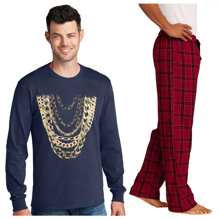 Gold Chains Hip Hop Fan And Funny Gold Lover Gift Long Sleeve Pajama Set