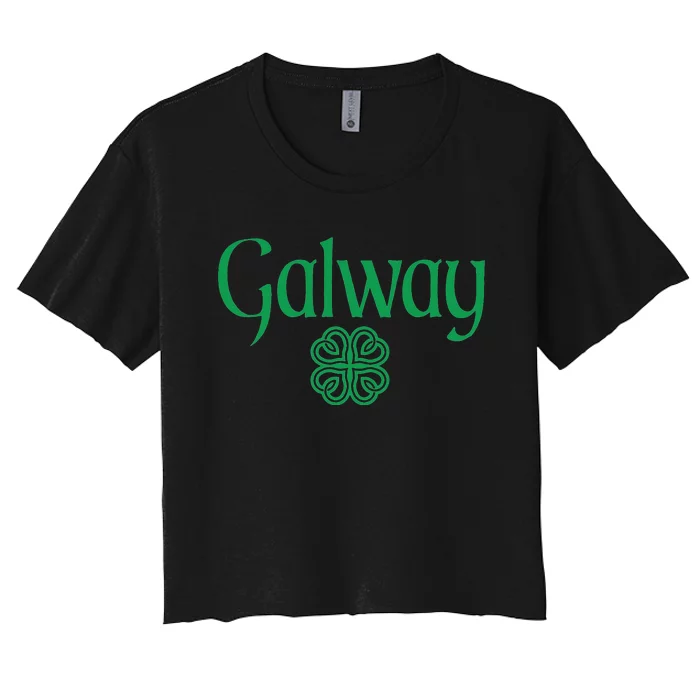 Galway Clover Hearts Irish Text Green Women's Crop Top Tee