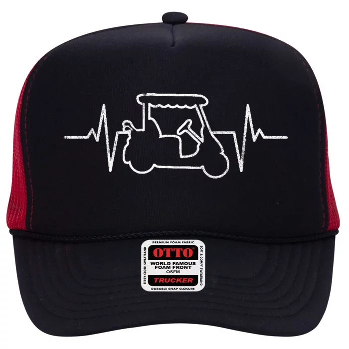 Golf Cart Heartbeat High Crown Mesh Trucker Hat