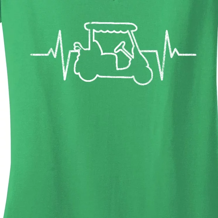 Golf Cart Heartbeat Women's V-Neck T-Shirt