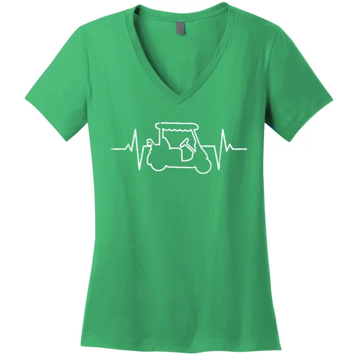 Golf Cart Heartbeat Women's V-Neck T-Shirt