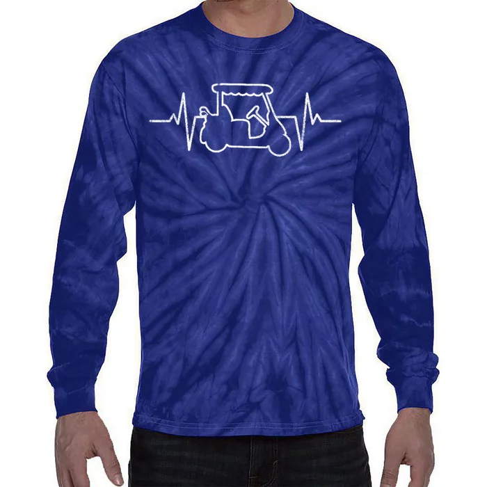 Golf Cart Heartbeat Tie-Dye Long Sleeve Shirt