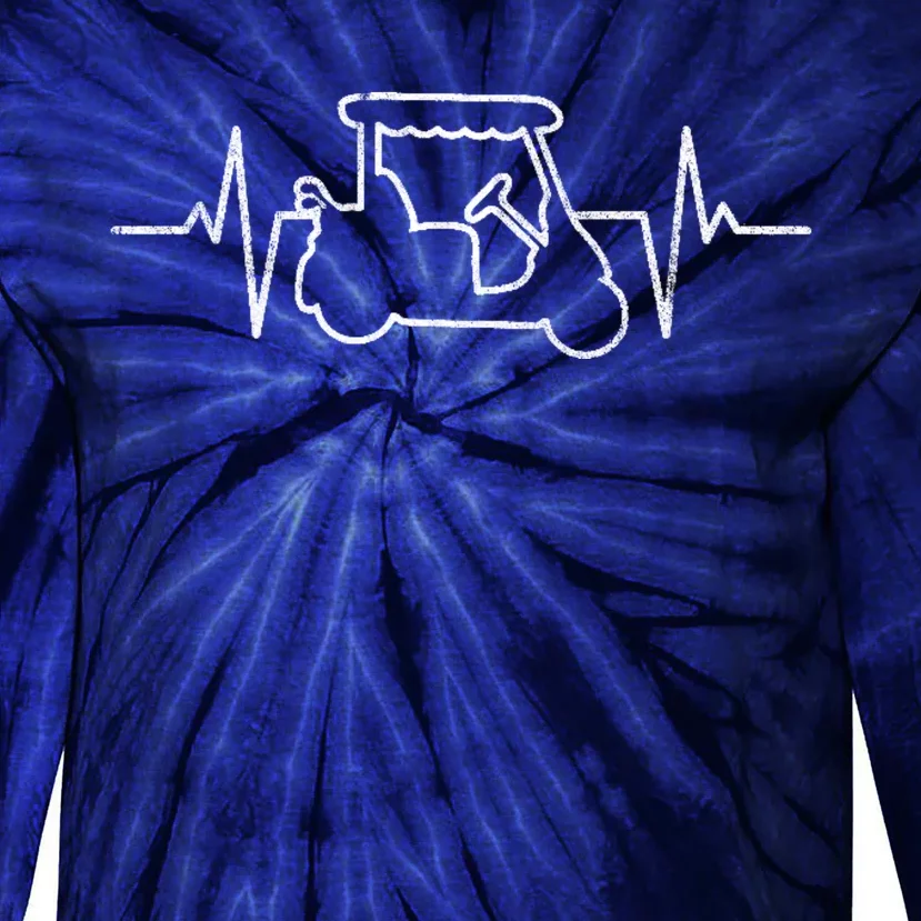 Golf Cart Heartbeat Tie-Dye Long Sleeve Shirt