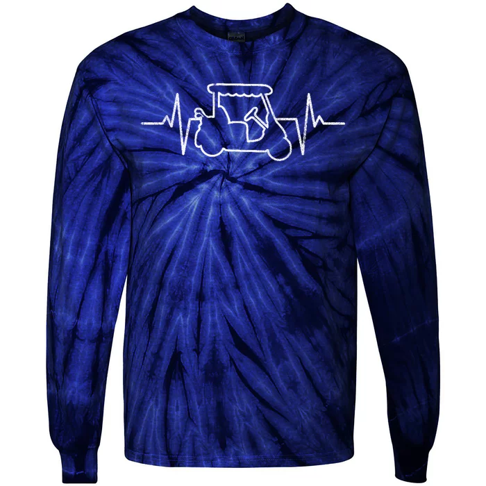 Golf Cart Heartbeat Tie-Dye Long Sleeve Shirt