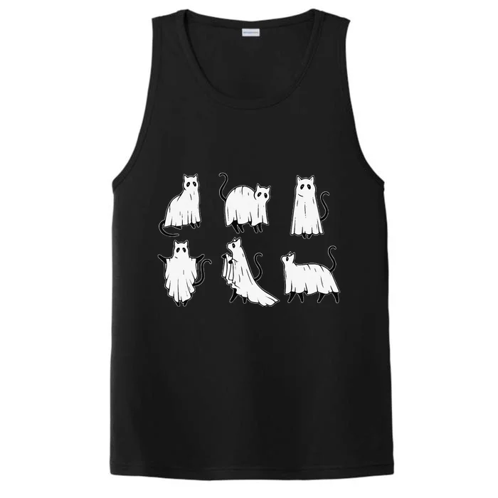 Ghost CAT Halloween Cat Lover Black Cat Spooky Season Performance Tank