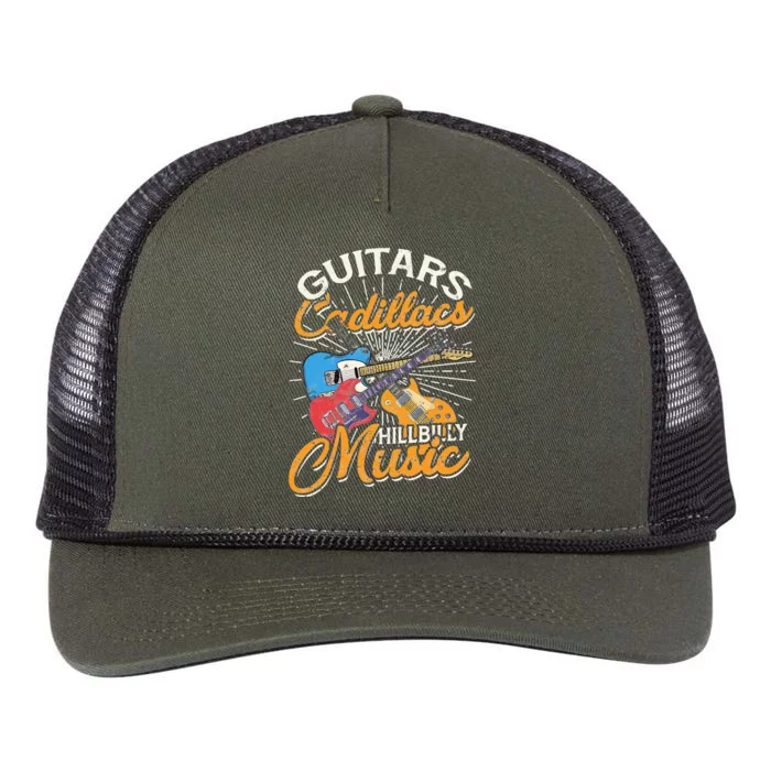 Guitars Cadillacs Hillbilly Music Country songs and music Retro Rope Trucker Hat Cap