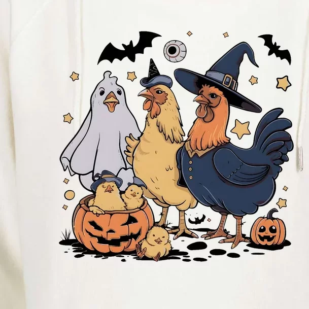 Ghost Chicken Halloween Womens Funnel Neck Pullover Hood