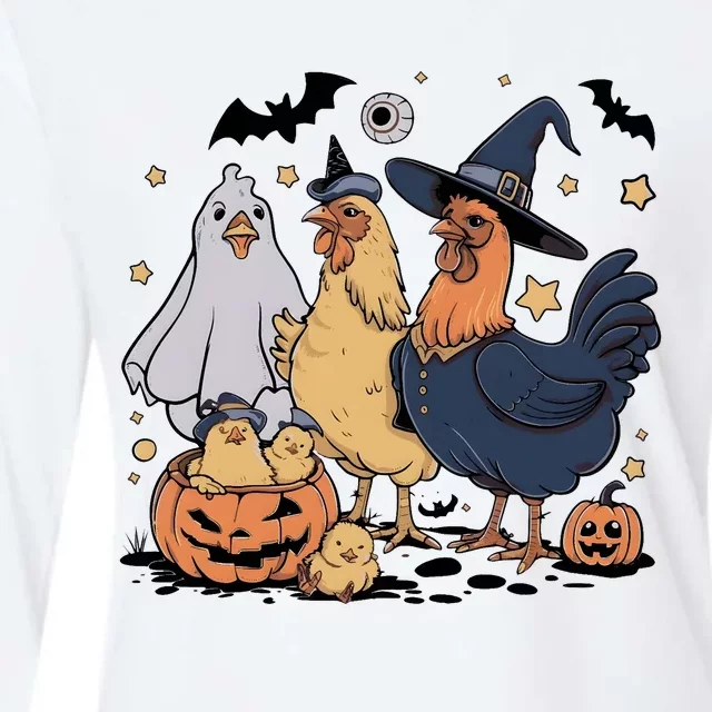 Ghost Chicken Halloween Womens Cotton Relaxed Long Sleeve T-Shirt