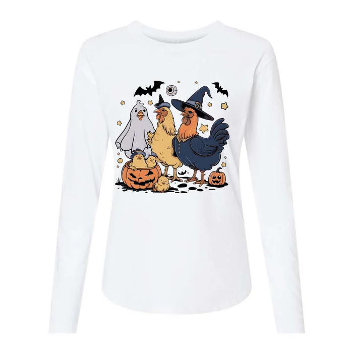 Ghost Chicken Halloween Womens Cotton Relaxed Long Sleeve T-Shirt