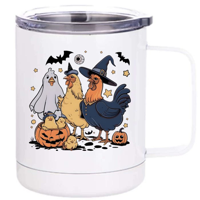 Ghost Chicken Halloween Front & Back 12oz Stainless Steel Tumbler Cup