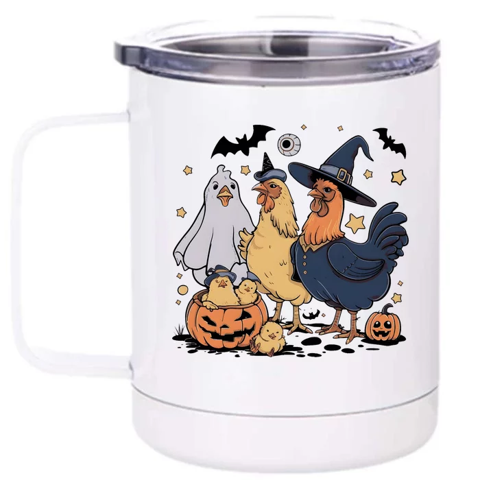 Ghost Chicken Halloween Front & Back 12oz Stainless Steel Tumbler Cup