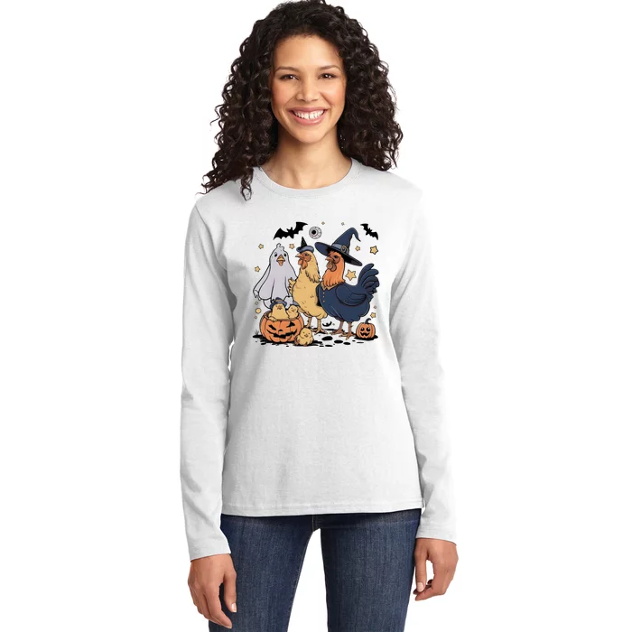 Ghost Chicken Halloween Ladies Long Sleeve Shirt