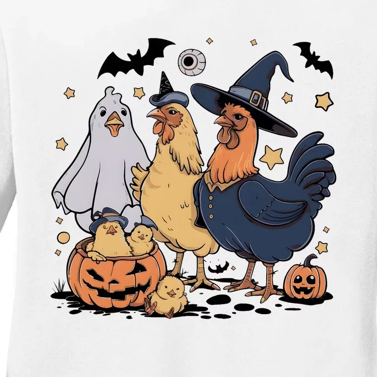 Ghost Chicken Halloween Ladies Long Sleeve Shirt