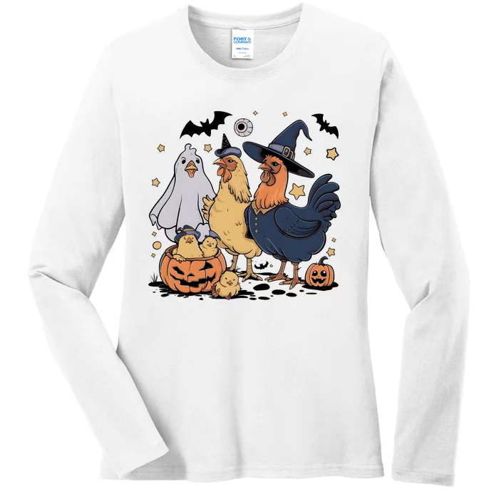 Ghost Chicken Halloween Ladies Long Sleeve Shirt