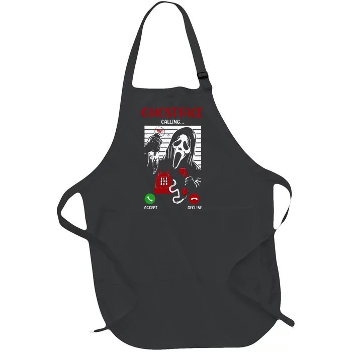 Ghostface Calling Halloween Funny Ghost Scary For Men Women Full-Length Apron With Pocket