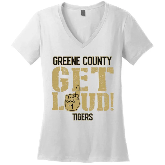 Greene County High School Get Loud Tigers Women's V-Neck T-Shirt