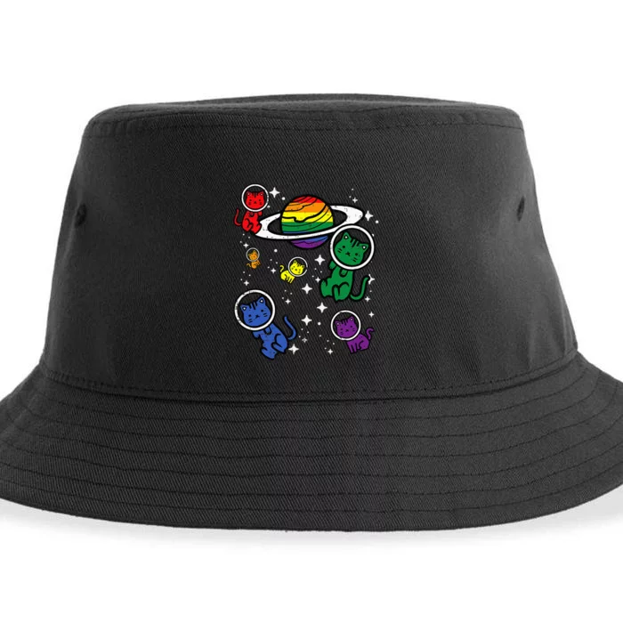 Gay Cats In Space Rainbow Pride Month Lgbtq Ally Sustainable Bucket Hat