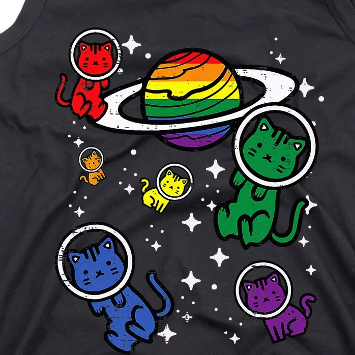 Gay Cats In Space Rainbow Pride Month Lgbtq Ally Tank Top