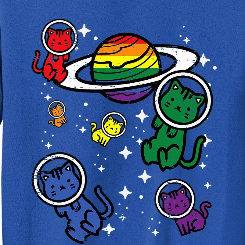 Gay Cats In Space Rainbow Pride Month Lgbtq Ally Tall Sweatshirt