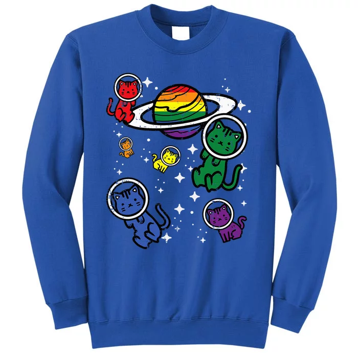 Gay Cats In Space Rainbow Pride Month Lgbtq Ally Tall Sweatshirt