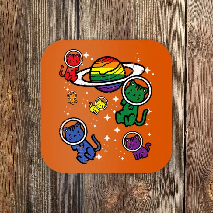 Gay Cats In Space Rainbow Pride Month Lgbtq Ally Coaster