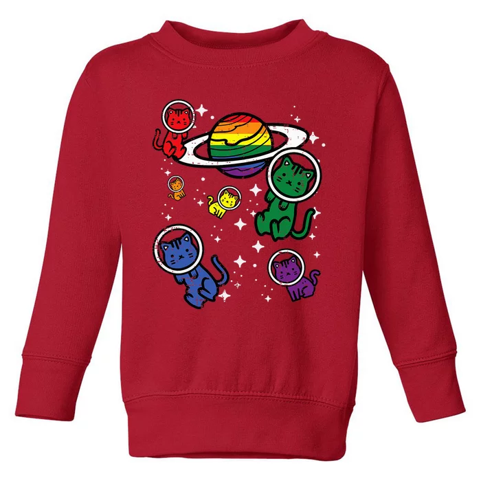 Gay Cats In Space Rainbow Pride Month Lgbtq Ally Toddler Sweatshirt