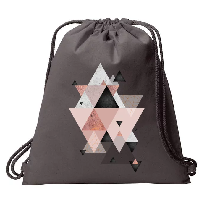 Geometric Compilation In Rose Gold And Blush Pink Drawstring Bag