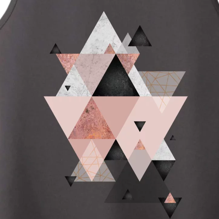 Geometric Compilation In Rose Gold And Blush Pink Performance Tank