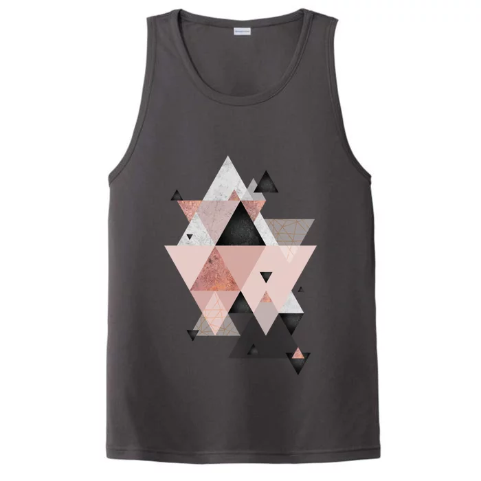 Geometric Compilation In Rose Gold And Blush Pink Performance Tank