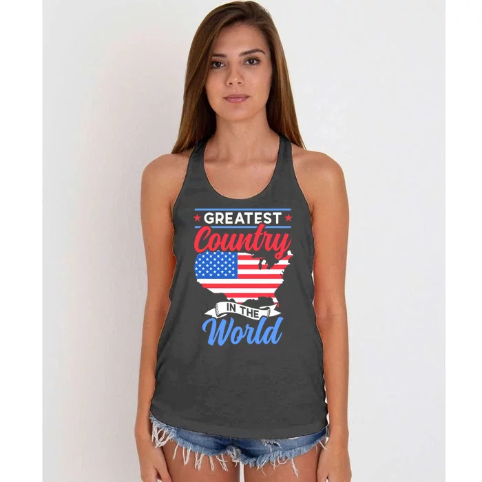 Greatest Country In The World Us Usa American America Us Usa Women's Knotted Racerback Tank