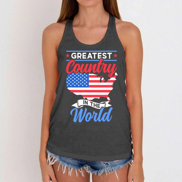 Greatest Country In The World Us Usa American America Us Usa Women's Knotted Racerback Tank