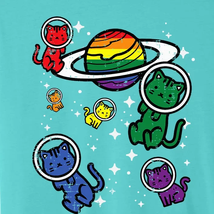 Gay Cats In Space Rainbow Pride Month Lgbtq Ally ChromaSoft Performance T-Shirt