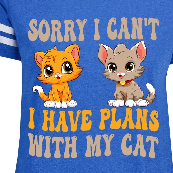 Groovy Cat IM Sorry I CanT I Have Plans With My Cat Gift Enza Ladies Jersey Football T-Shirt