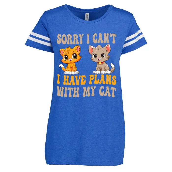 Groovy Cat IM Sorry I CanT I Have Plans With My Cat Gift Enza Ladies Jersey Football T-Shirt