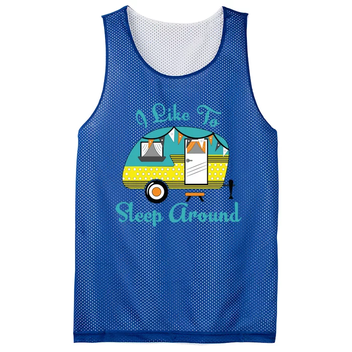 Glamping Campervan I Like To Sleep Around Outdoor Camp Gift Funny Gift Mesh Reversible Basketball Jersey Tank