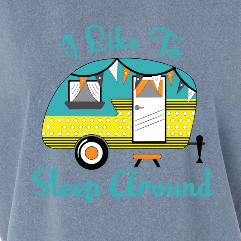 Glamping Campervan I Like To Sleep Around Outdoor Camp Gift Funny Gift Garment-Dyed Women's Muscle Tee