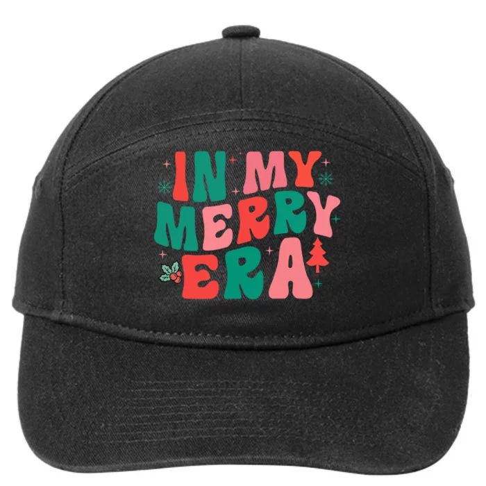 Groovy Christmas In My Merry Era Xmas Holiday Gift 7-Panel Snapback Hat