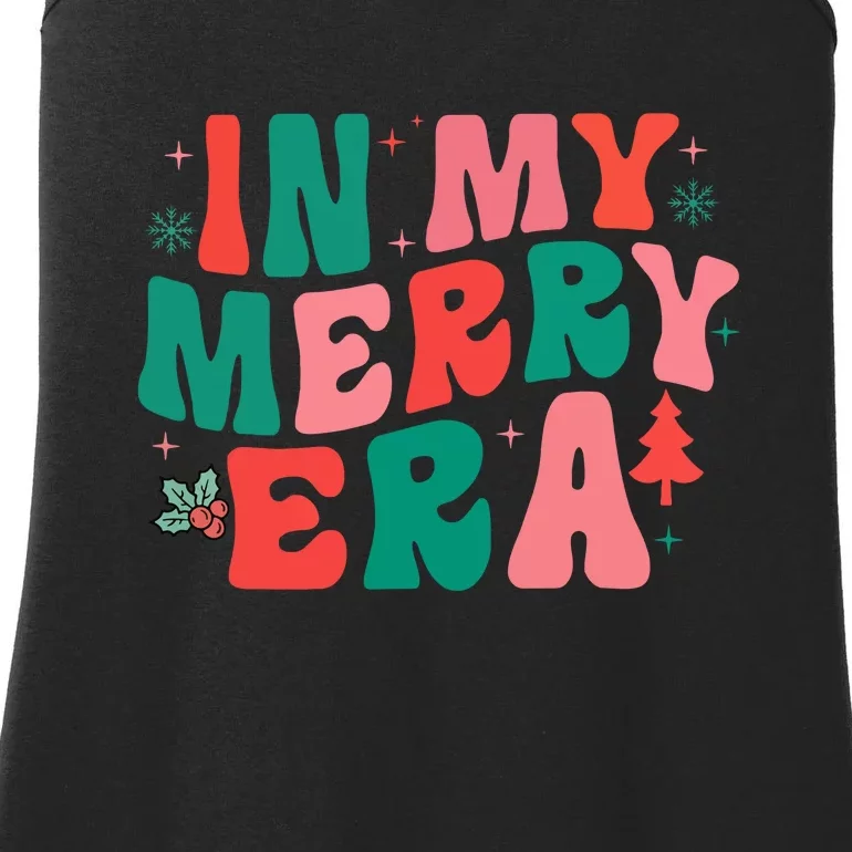 Groovy Christmas In My Merry Era Xmas Holiday Gift Ladies Essential Tank