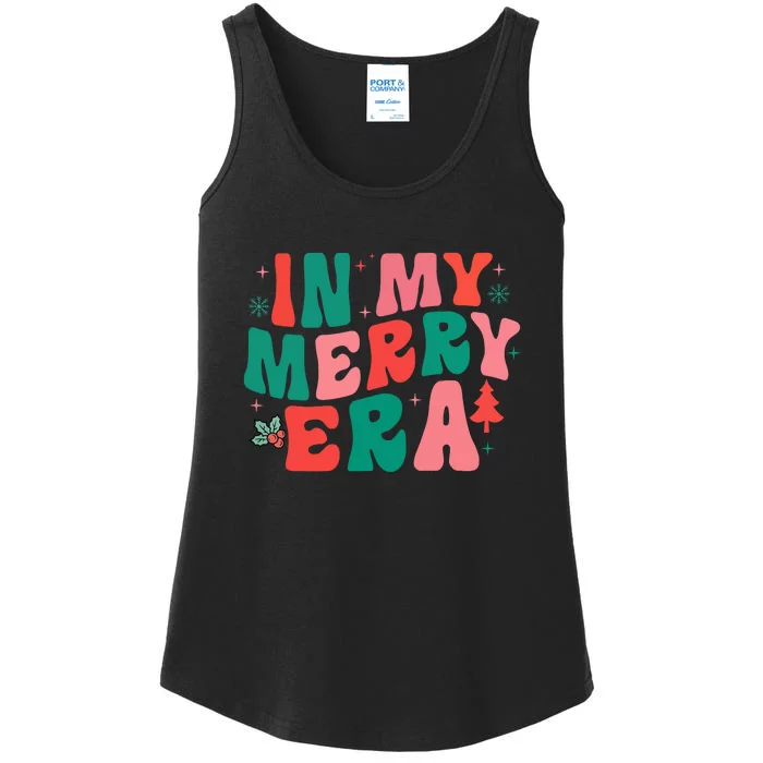 Groovy Christmas In My Merry Era Xmas Holiday Gift Ladies Essential Tank